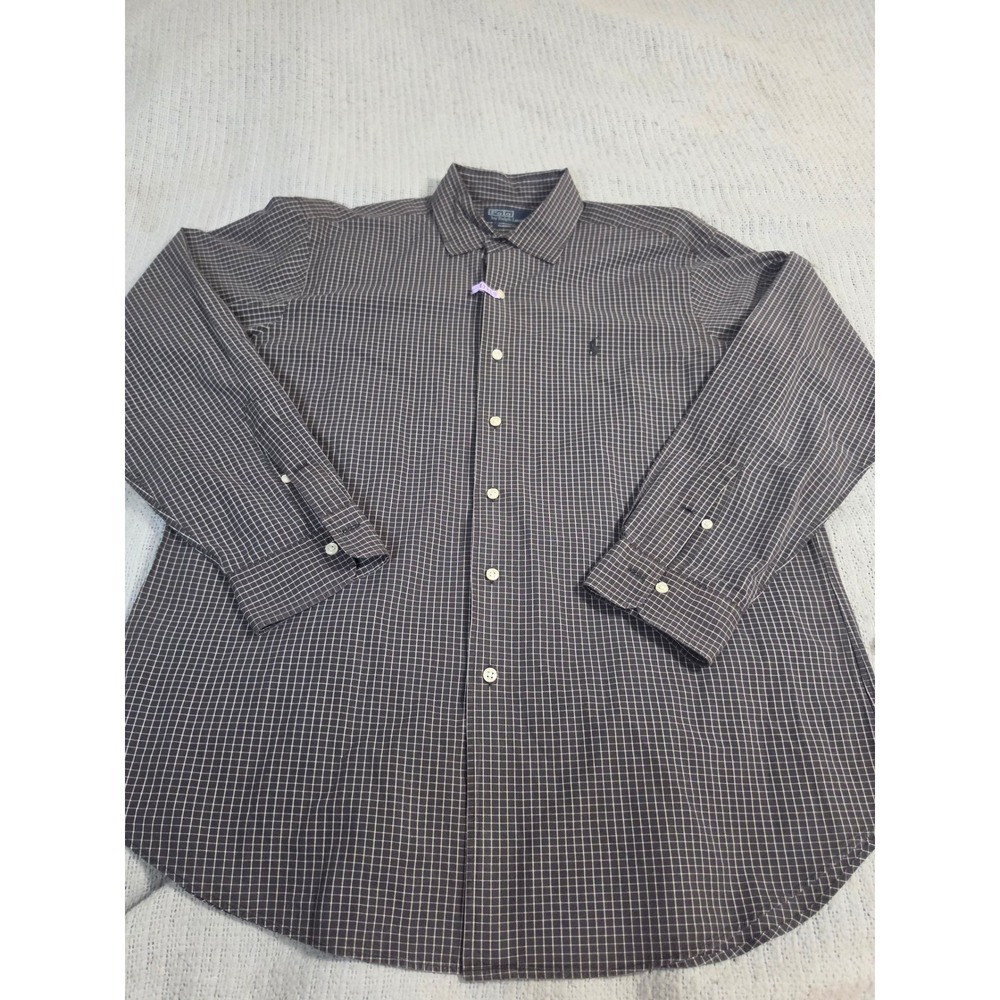 Polo Ralph Lauren Classic Fit Brown Check Long Sleeve Button Down Shirt XL